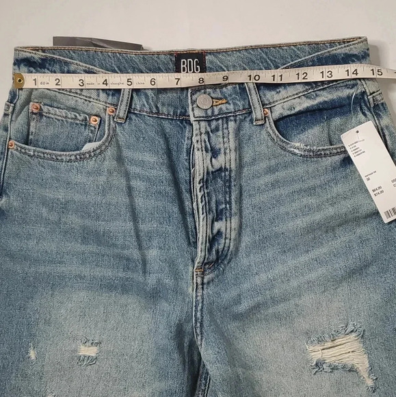 Nwt BDG Slim Straight Heathered 100% Cotton Blue Denim Jeans Sz 30 Raw H… - Picture 5 of 10